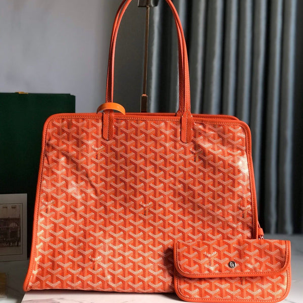 BORSA HARDY PM 40 IN TELA GOYARDINE ARANCIONE E RIFINITURE IN PELLE TAURILLON