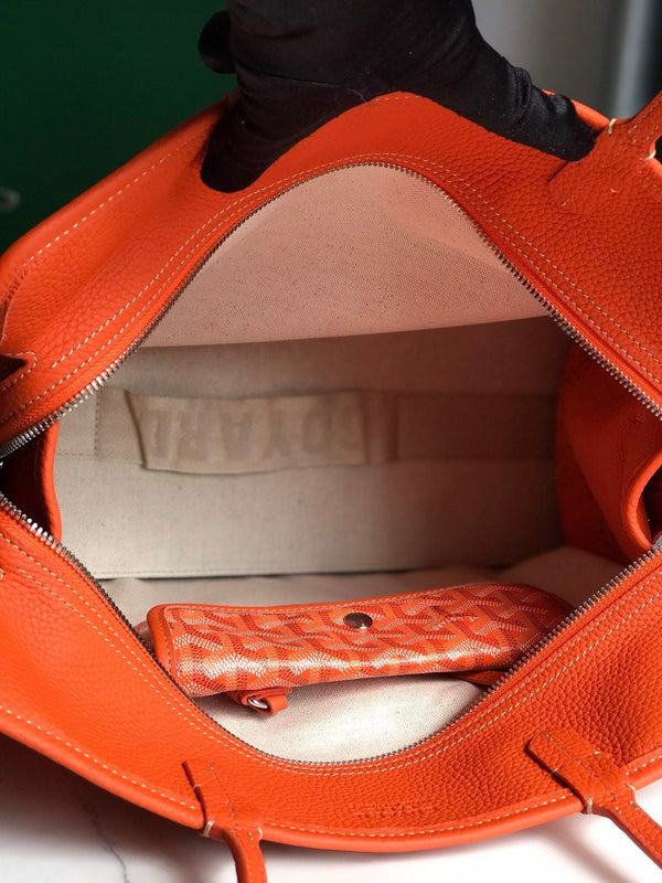 BORSA HARDY PM 40 IN TELA GOYARDINE ARANCIONE E RIFINITURE IN PELLE TAURILLON