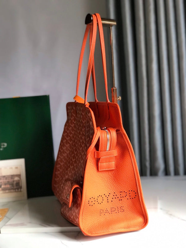 BORSA HARDY PM 40 IN TELA GOYARDINE ARANCIONE E RIFINITURE IN PELLE TAURILLON