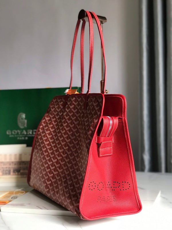 BORSA HARDY PM 40 IN TELA GOYARDINE ROSSA E RIFINITURE IN PELLE TAURILLON