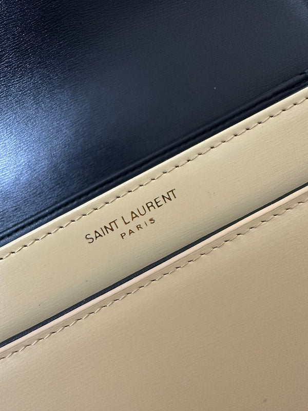 YSL Solferino Small Satchel Bag Black mix Beige Gold Calfskin 339470