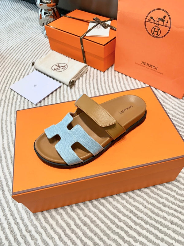 HM Chypre Sandal Cloud Blue Mix Light Brown Lambskin And Denim  963242