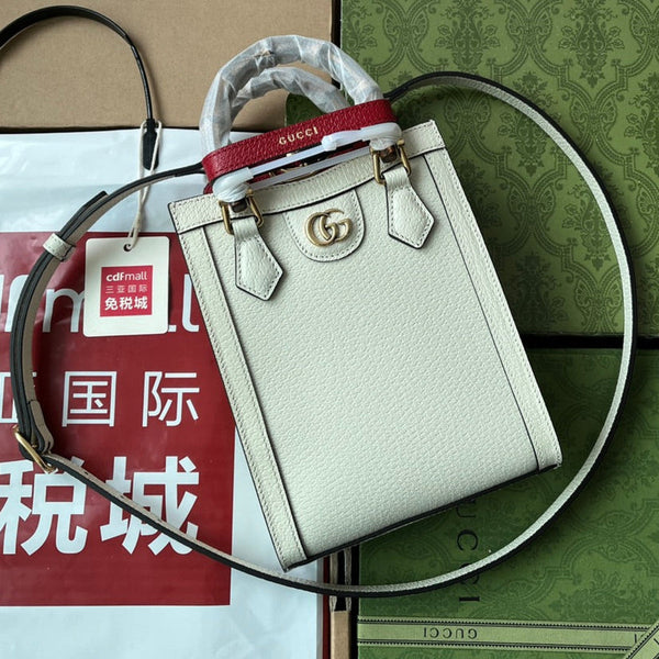Gucci Diana Bamboo Mini Tote Bag Off-white Lambskin 240106