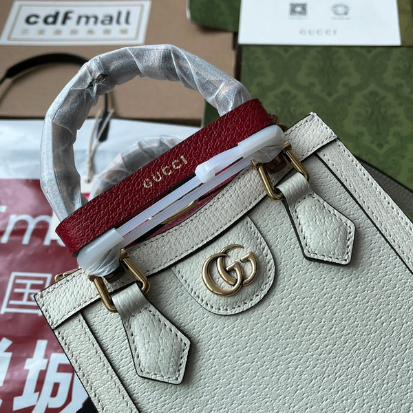 Gucci Diana Bamboo Mini Tote Bag Off-white Lambskin 240106