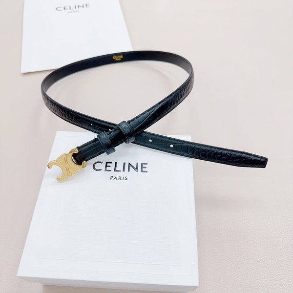 CEL Gold Buckle Belt 18mm Black Calfskin 176702