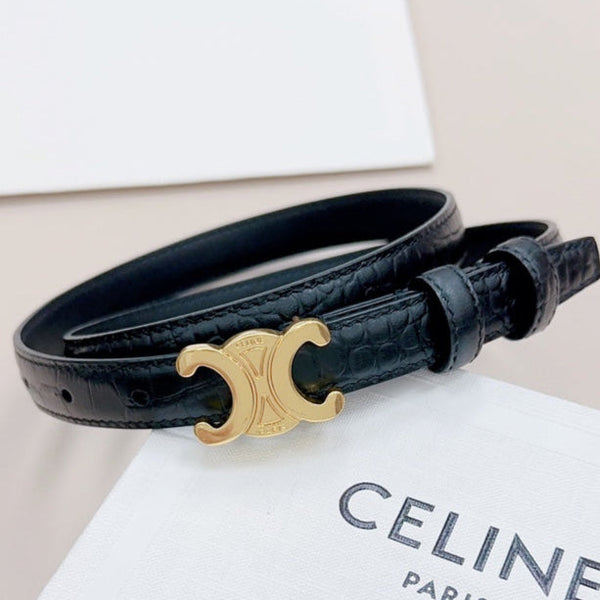 CEL Gold Buckle Belt 18mm Black Calfskin 176702