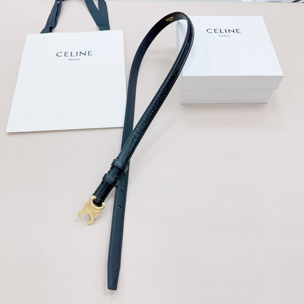 CEL Gold Buckle Belt 18mm Black Calfskin 176702