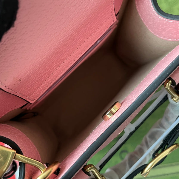 Gucci Diana Bamboo Mini Tote Bag in pelle di agnello rosa 240109