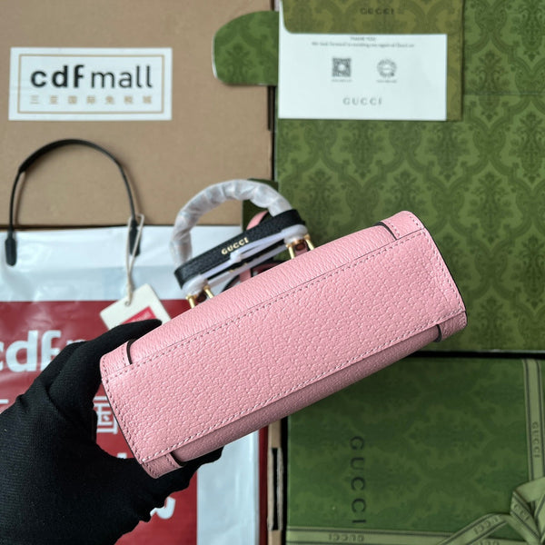 Gucci Diana Bamboo Mini Tote Bag in pelle di agnello rosa 240109