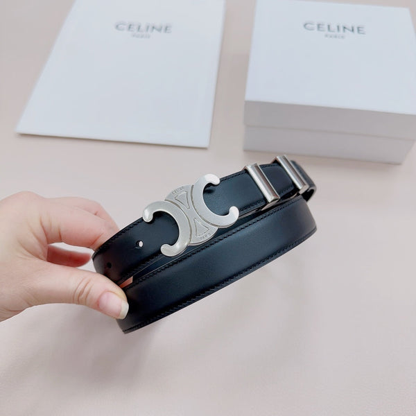 CEL Silver Buckle Belt 25mm Black Calfskin 176705