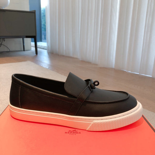 SNEAKER SLIP-ON HM GAME IN PELLE DI VITELLO NERA E BIANCA