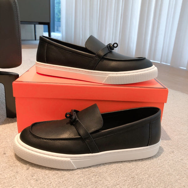 SNEAKER SLIP-ON HM GAME IN PELLE DI VITELLO NERA E BIANCA