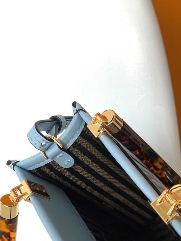 Borsa shopper Fend Mini Sunshine 18 in pelle blu 