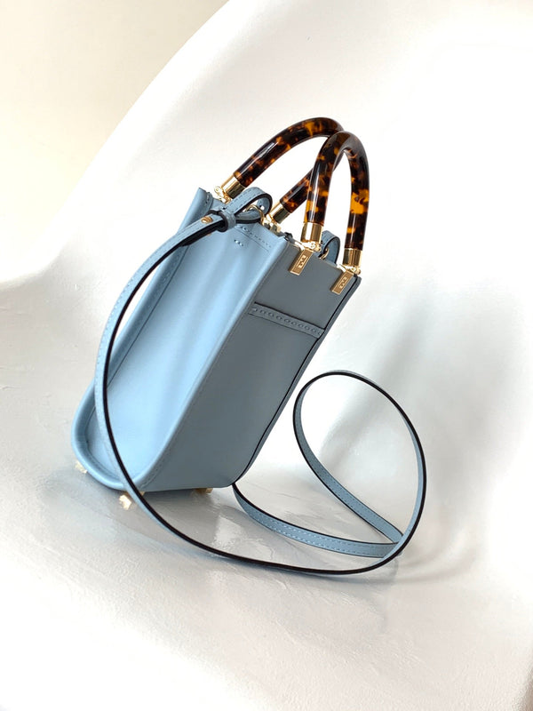Borsa shopper Fend Mini Sunshine 18 in pelle blu 