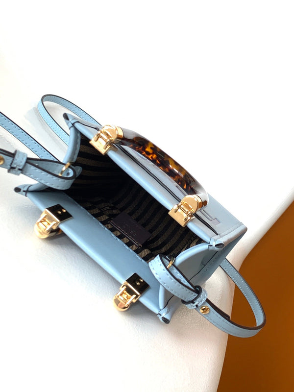 Borsa shopper Fend Mini Sunshine 18 in pelle blu 