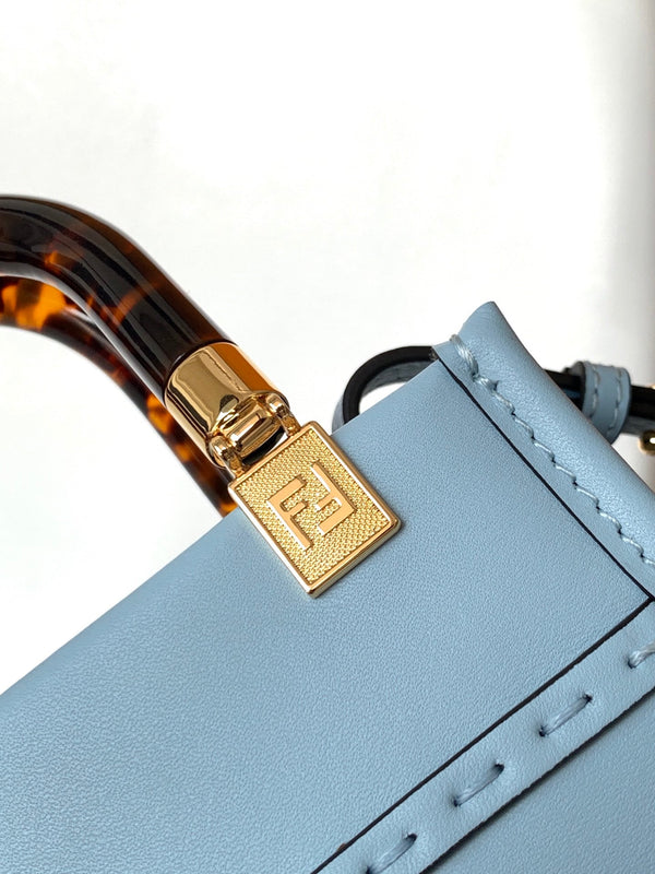 Borsa shopper Fend Mini Sunshine 18 in pelle blu 