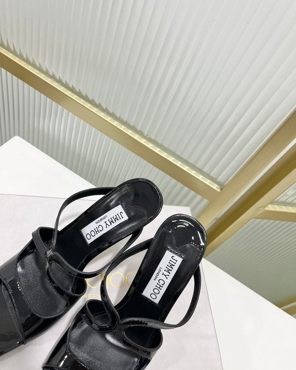 Jimmy Anise 85 in pelle di vacchetta lucida nera Mules 587694