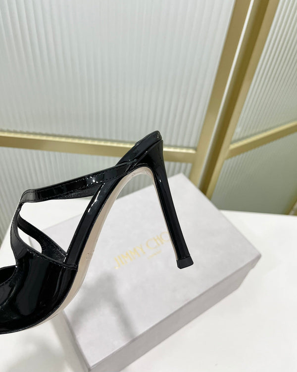 Jimmy Anise 85 in pelle di vacchetta lucida nera Mules 587694