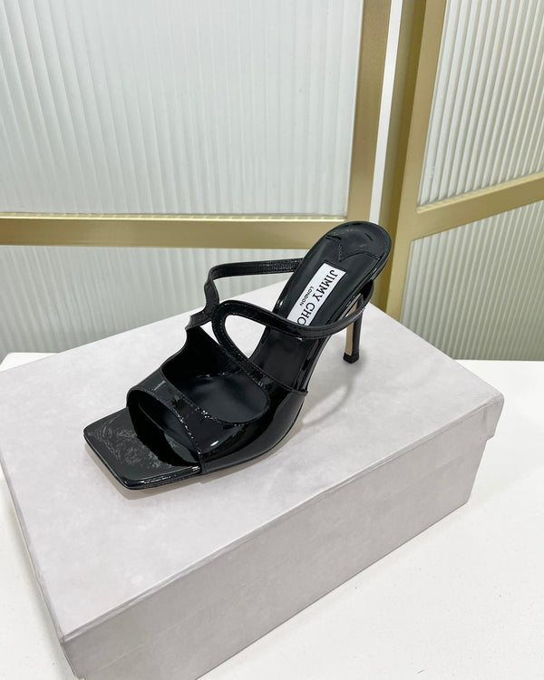Jimmy Anise 85 in pelle di vacchetta lucida nera Mules 587694