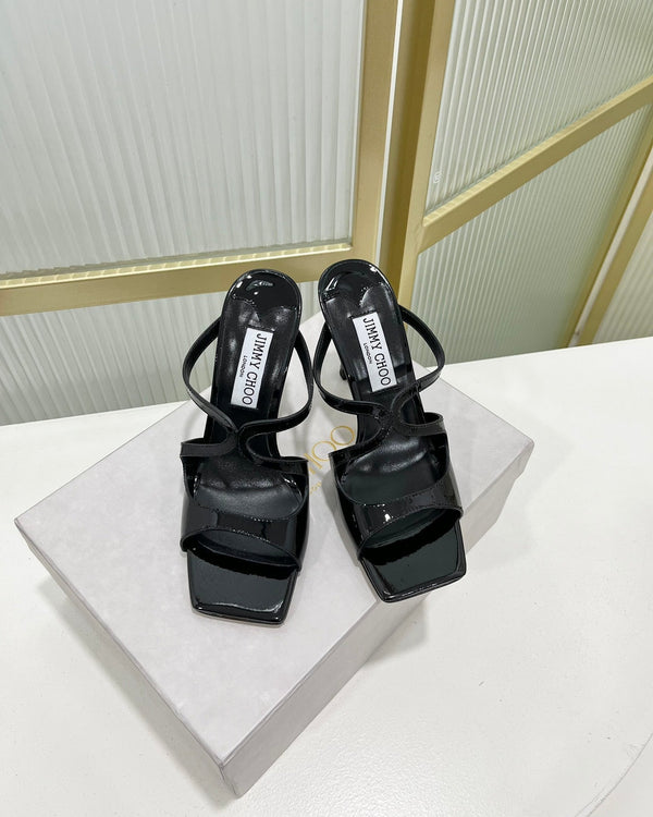 Jimmy Anise 85 in pelle di vacchetta lucida nera Mules 587694