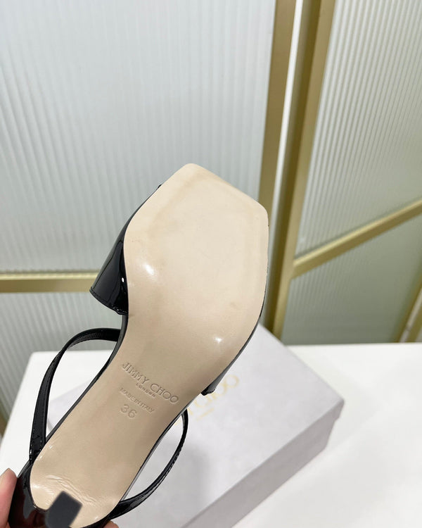Jimmy Anise 85 in pelle di vacchetta lucida nera Mules 587694