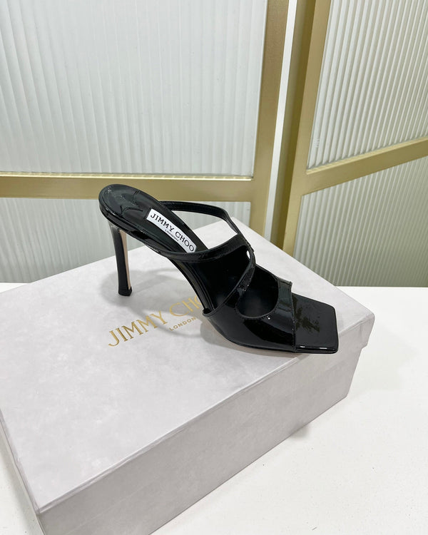 Jimmy Anise 85 in pelle di vacchetta lucida nera Mules 587694