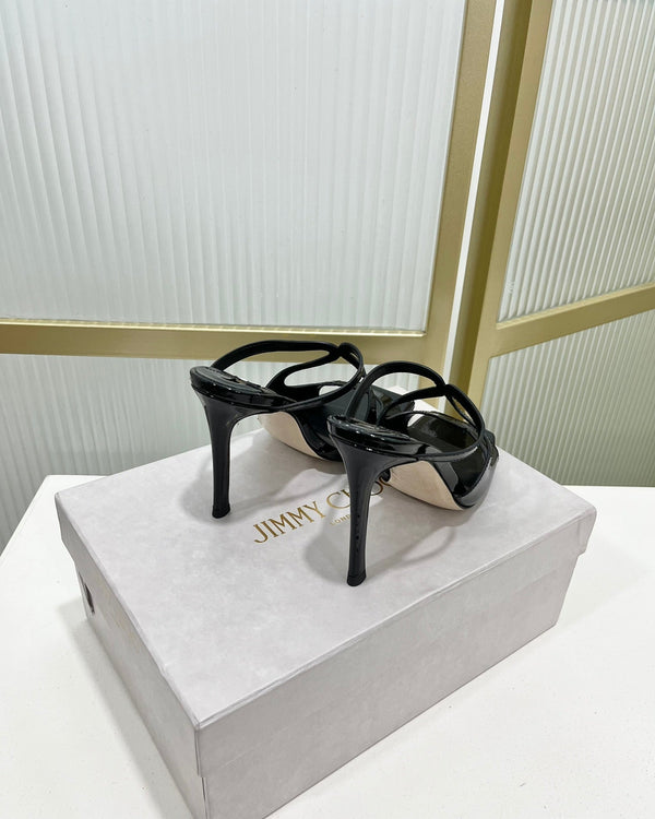 Jimmy Anise 85 in pelle di vacchetta lucida nera Mules 587694