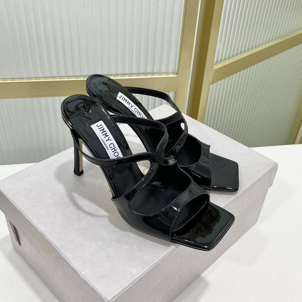 Jimmy Anise 85 in pelle di vacchetta lucida nera Mules 587694