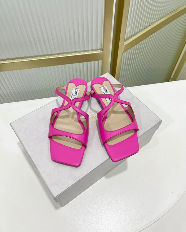 Sandali Jimmy in pelle di vacchetta rosa scuro 587679