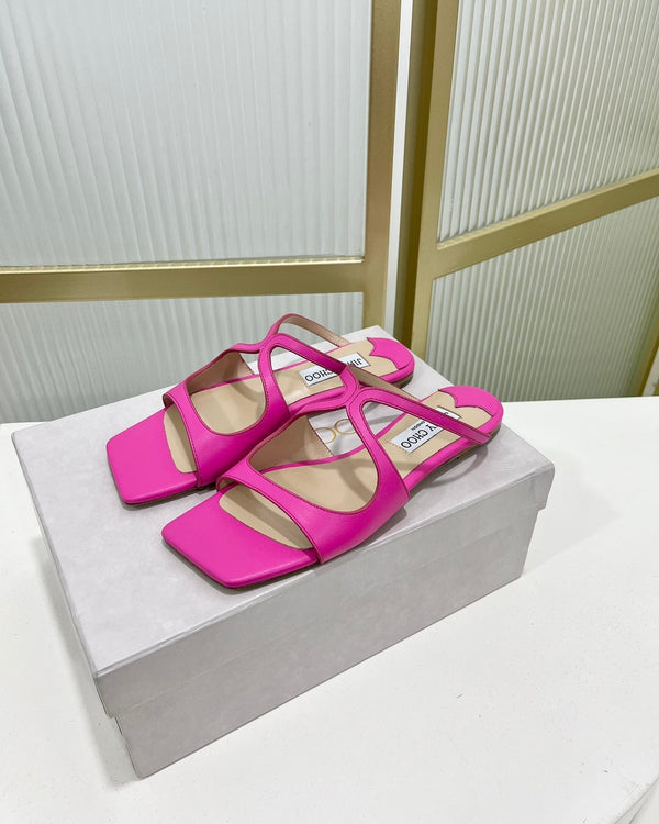 Sandali Jimmy in pelle di vacchetta rosa scuro 587679