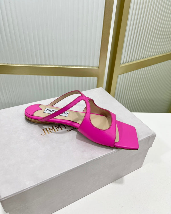 Sandali Jimmy in pelle di vacchetta rosa scuro 587679