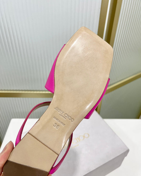 Sandali Jimmy in pelle di vacchetta rosa scuro 587679
