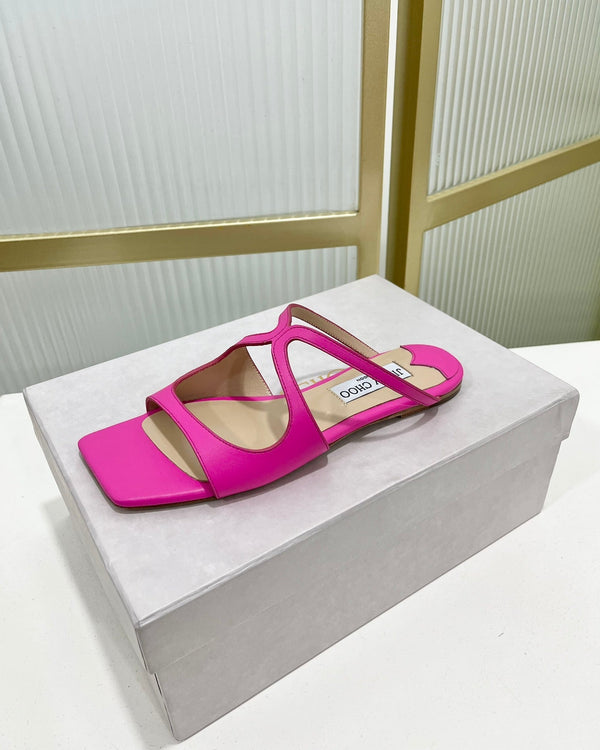 Sandali Jimmy in pelle di vacchetta rosa scuro 587679
