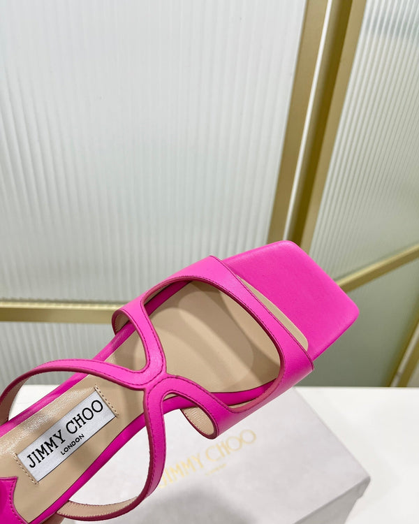 Sandali Jimmy in pelle di vacchetta rosa scuro 587679