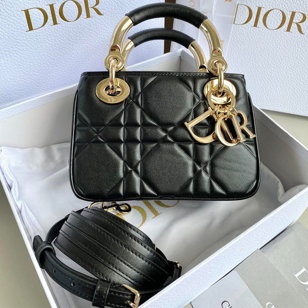 BORSA MINI LADY 19 IN PELLE DI AGNELLO NERA