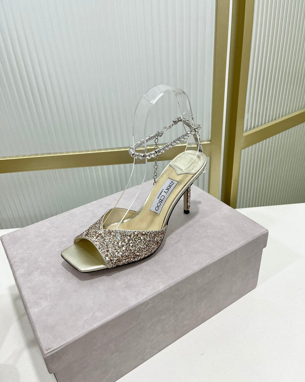 Jimmy Saeda Sandalo 85 In Raso Multicolore Con Glitter 587740