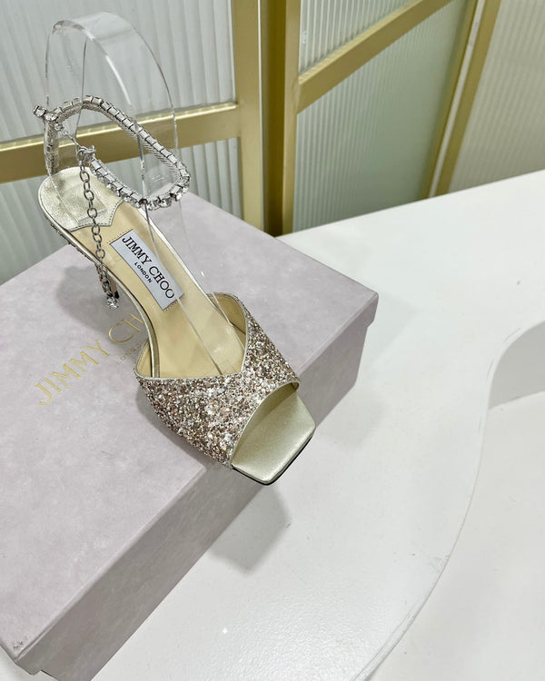 Jimmy Saeda Sandalo 85 In Raso Multicolore Con Glitter 587740