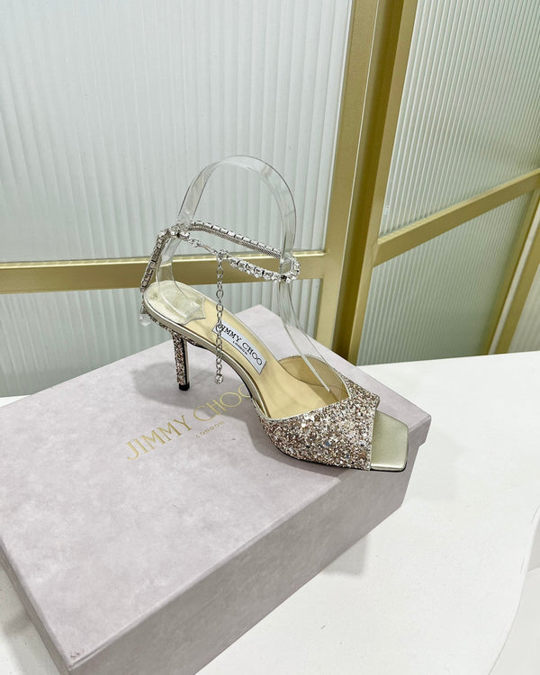 Jimmy Saeda Sandalo 85 In Raso Multicolore Con Glitter 587740