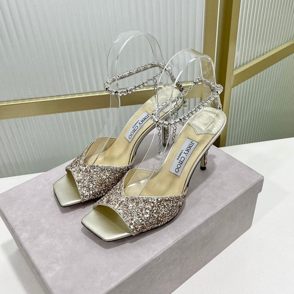 Jimmy Saeda Sandalo 85 In Raso Multicolore Con Glitter 587740