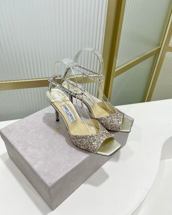 Jimmy Saeda Sandalo 85 In Raso Multicolore Con Glitter 587740