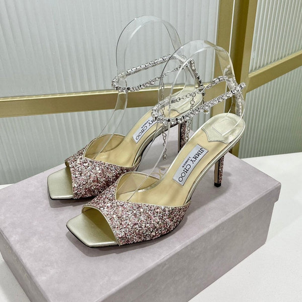 Jimmy Saeda Sandalo 85 In Raso Multicolore Con Glitter 587742