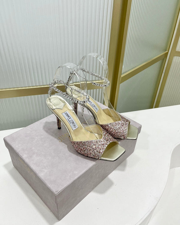 Jimmy Saeda Sandalo 85 In Raso Multicolore Con Glitter 587742