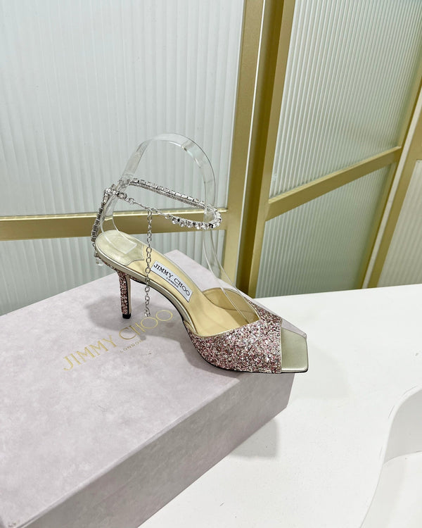 Jimmy Saeda Sandalo 85 In Raso Multicolore Con Glitter 587742