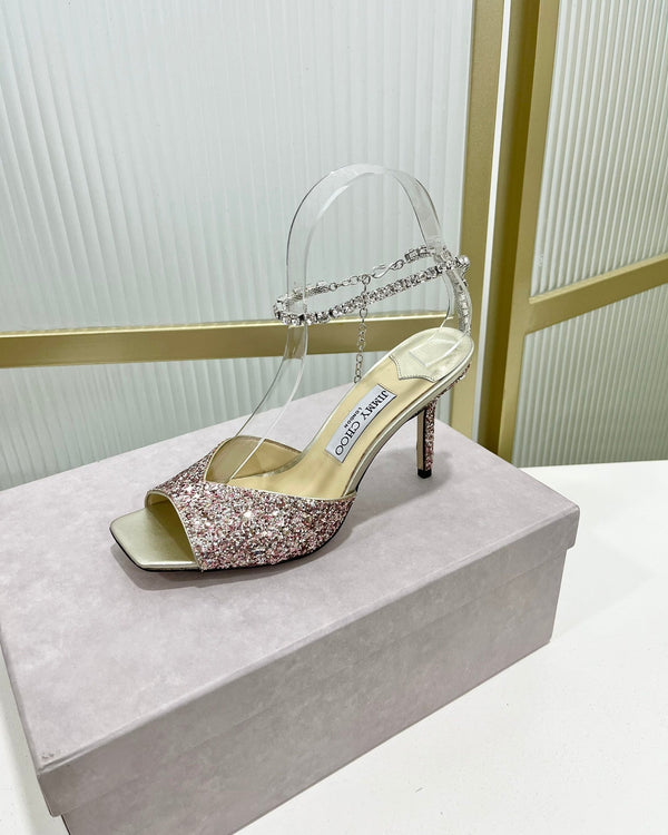 Jimmy Saeda Sandalo 85 In Raso Multicolore Con Glitter 587742