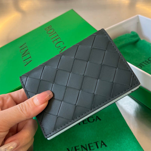 PORTA CARTE INTRECCIATO BUSINESS 11 IN PELLE DI VITELLO NERO