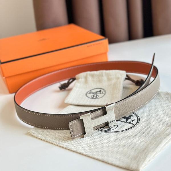 Cintura HM Silver Constance &amp; Reverible in pelle marrone etoupe 125372