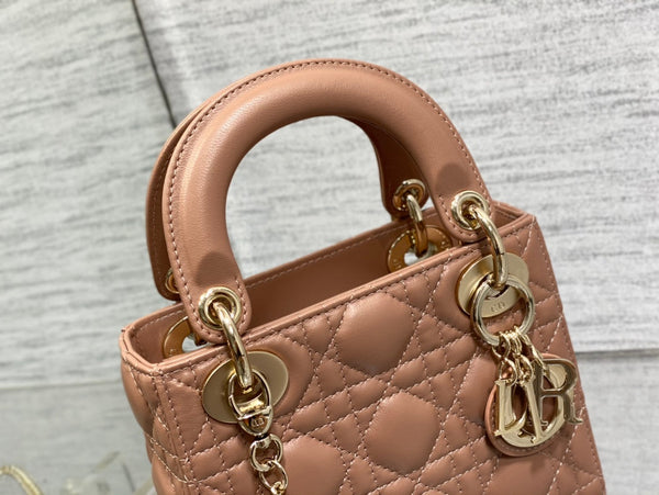 mini lady 17 pelle di agnello marrone rosato