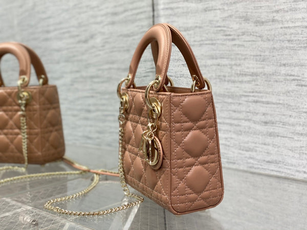mini lady 17 pelle di agnello marrone rosato