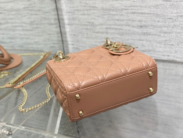 mini lady 17 pelle di agnello marrone rosato