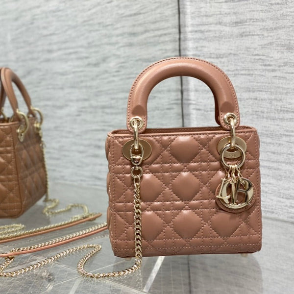 mini lady 17 pelle di agnello marrone rosato